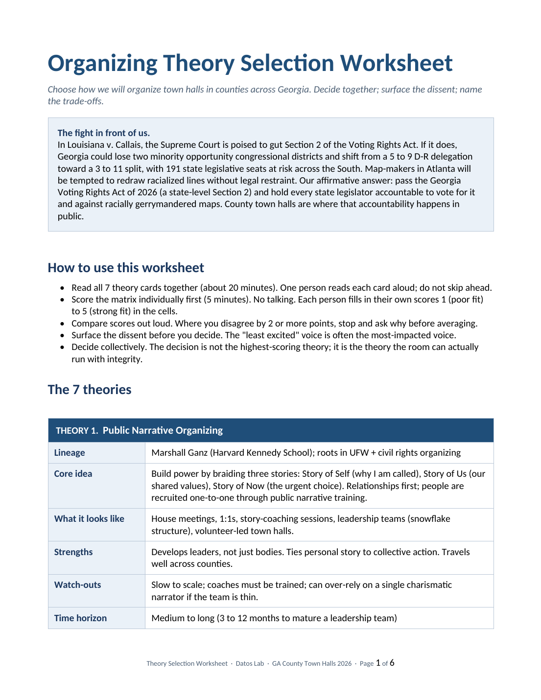 Page 1 preview of Theory Selection Worksheet
